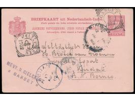 Niederländisch-Indien,  Ganzsache 7 1/2 C. mit Vierkantstempel  Gardet  5.8.1902 (im Wertstempel "durchgeschlagen",  nach Kud