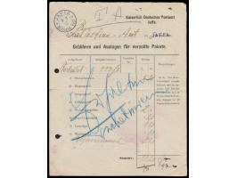 seltenes Formular  "Kaiserlich Deutsches Postamt Jaffa - Gebühren und Auslagen für verzollte Pakete",  Zweikreisstempel  Jaff