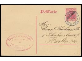 Ganzsache 10 Centimes mit  seltenem  Wasserzeichen "I",  Stempel  Smyrna b  27.5.14, nach Berlin, Bedarf, MiPr. 1000 
