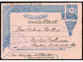 Stempel Feldpost Mil. Miss.  Konstantinopel  25.7.1916 und seltener Briefstempel  Feldwetterzentrale Konstantinopel  auf türk