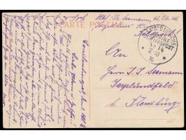 Stempel  MSP No. 14  2.10.16, Dampfer General, Feldpostkarte mit handschriftlicher Absenderangabe "...  Torgut Reis  ..." nac
