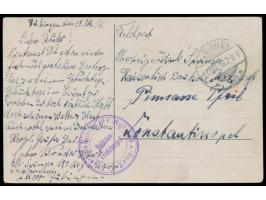 Ansichtskarte mit Stempel Tübingen 11.10.16 und Briefstempel Ersatzbataillon Inf.-Rgt.180 6. Komp. an den "Oberheizer Karl Sp