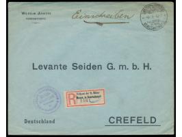 Stempel Feldpost  Mil. Miss. Konstantinopel  8.3.1917 auf  Einschreibbrief  nach Deutschland, R-Zettel "... in Konstantinopel