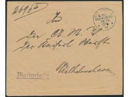 Stempel  MSP No. 14  12.6.17, Dampfer General, gewendeter Briefumschlag (dreiseitig offen) als Marinesache nach Wilhelmshaven