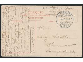 3 Feldpostkarten einer Korrespondenz aus der Türkei nach Hannover, 2 x Stempel Feldpost Mil. Miss. Konstantinopel 12.8.1917 (