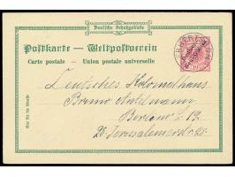 Privatganzsache  10 Pf. "Gruss aus Neu-Guinea" mit Bild Friedrich Wilhelms-Hafen / Erima-Hafen (Deutsches Kolonialhaus), Frec