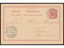 Vorläufer-Ganzsache  10 Pf. mit Stempel  Herbertshöh  22.10.98 nach Trier, Ankunftstempel 4.12.98, Absender ist der Missionar