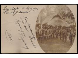 Foto-Ansichtskarte "Beginn zum Kriegstanz" (Privataufnahme), geschrieben in  "Petershafen, 4. März 1903, French Islands"  (Ha