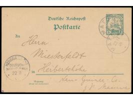 Ganzsache 5 Pf. mit Stempel  Matupi  22.11.04 nach Herbertshöhe, Ankunftstempel 22.11.04, geschrieben an Bord  S.M.S. Möwe,  