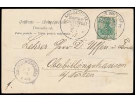 2 x Stempel  MSP No. 2  5.1.05 (Tag und Jahr handschriftlich!),  Ablösungstransport S.M.S. Möwe  auf NDL-Dampfer Prinz Sigism