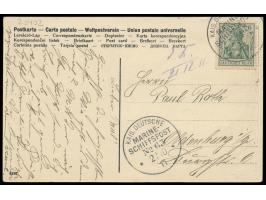 Stempel  MSP No. 63  2.10.11,  S.M.S. Planet,  zwei Abschläge auf Ansichtskarte  Herbertshöhe - Hotel Deutscher Hof,  Frankat