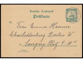 Stempel  Kaewieng  1.7.13 auf Ganzsache 5 Pf. nach Berlin, geschrieben "Seebrechtshof 1.7.13", Absender ist Carrie Schultze, 