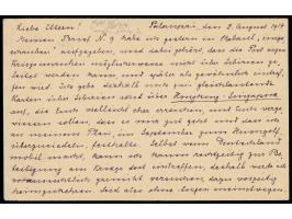 Ganzsache 5 Pf. (mit Teilstrich), geschrieben von  Oberstabsarzt Dr. Otto Dempwolff  in Palaupei am 2. August 1914, interessa