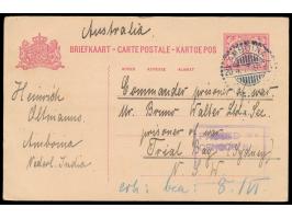 Niederländisch-Indien-Ganzsache  mit Stempel Amboina 20.4.17 an Leutnant z. See d. Res.  Bruno Walter  (nach Kriegsausbruch I