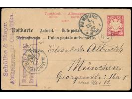 Bayern-Ganzsachen-Antwortteil 10 Pf. nach München, geschrieben in &nbsp;Muansa &nbsp;am 29.4.92 von &nbsp;Wilhelm Langheld &n