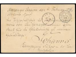 Vorläufer-Ganzsache  10 Pf. mit Stempel  Tanga  27.2.93 nach Cüstrin geschrieben von Hauptmann  Kurt Johannes  in Marangu am 