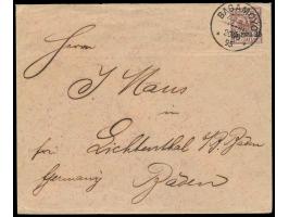 Einzelfrankatur 25 Pesa auf 50 Pf. auf Brief 2. Gewicht nach Deutschland, Stempel Bagamoyo 20.10.95, Durchgangsstempel Zanzib