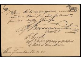 Ganzsache 5 Pesa mit Stempel  Moschi  22.4.96 nach Deutschland, geschrieben von  Dr. Franz Eggel,  Arzt in der Kaiserl. Schut