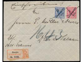 5 Pesa und 10 Pesa auf  Einschreibbrief  aus  Muanza  mit Tintenkreuz-Entwertung nach Dar-es-Salaam, R-Zettel Einfeldt Nr. 1,