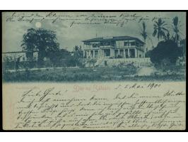 Mondschein-Ansichtskarte  Gouverneurs-Villa, Dar-es-Salaam,  Verlag K. Bretschneider, Dar-es-Salaam, Frankatur 3 Pesa, Stempe