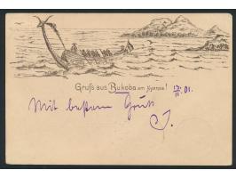 Ansichtskarte "Gruß aus Bukoba am Nyassa!" nach Deutschland, Frankatur 3 Pesa, Stempel  Bukoba  13.11.01, Durchgangstempel Da