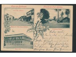 Dreibild-Ansichtskarte  Dar-es-Salaam:  Kais. Post / Hotel zur Stadt Dar-es-Salaam / Wissmann-Strasse, Verlag Vincenti, Frank