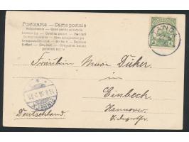 Ansichtskarte  Strandstrasse, Tanga,  Verlag W. Müller &amp; Co., Tanga, Frankatur 4 H., Stempel Tanga 22.5.06, Ankunftstempe