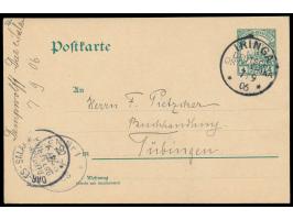 Ganzsache 4 H. mit Stempel Iringa 7.9.06, geschrieben von Stabsarzt Dr. Otto Dempwolff, Durchgangstempel Dar-es-Salaam 24.9.0