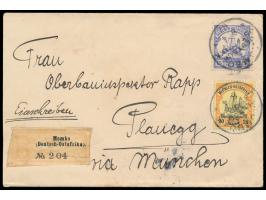 15 H. und 20 H. auf  Einschreibbrief  mit Stempel  Mombo  8.4.07 nach Planegg, R-Zettel Einfeldt Nr. 2, Durchgangstempel Tang