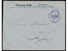 Umschlag mit vorderseitigem Absendereindruck  Pflanzung Hedde  bei Wilhelmsthal ..., Frankatur 15 H. (unten leichte Zahnfehle