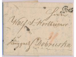 Schreibschriftstempel  a Prag  auf komplettem Brief 1821, langer dreiseitiger Text in  hebräischer Schrift  an Wolf Samuel We