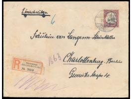 Einzelfrankatur 30 H. (unauffälliger Bug) auf  Einschreibbrief  2. Gewicht (Leinenumschlag) nach Charlottenburg, Gitterstempe