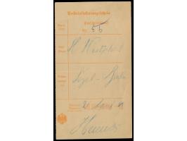 Einlieferungsschein  (ohne Formular-Nr.) für einen Einschreibbrief (Nr. 55) mit Eindruck  "Bahnpost, Usambara (Deutsch-Ostafr