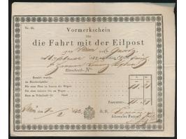 Vormerkschein für die Fahrt mit der Eilpost  von  Wien  nach Grätz am 11. Februar 1832, Gebühr 11 Gulden 31 Kreuzer, Formular