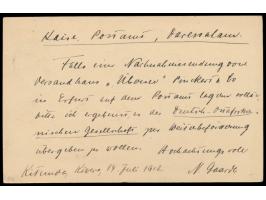 Ganzsache 4 H. mit Stempel  Tabora  22.7.12 an das Kaiserl. Postamt Daressalam, seltener Eingangsstempel  K. Postamt / Dar-es