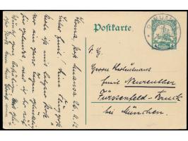 Stempel  Muansa  7.12.12 auf Ganzsache 4 H. nach Fürstenfeldbruck, geschrieben in  Ikoma  am 26.11.12, Schreiber der Karte is