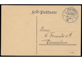 Stempel  Sadani  26.2.15 mit  Aushilfsjahreszahl  auf C 154-Formular mit zugedrucktem "Feld-" vor Postkarte nach Daressalam, 