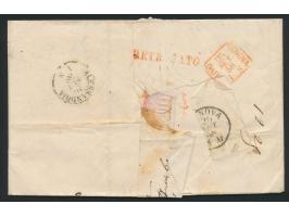 Faltbrief mit Stempel  Wien  22.9.(1858) nach Genua, roter L1  A.3.  und gestempelte  Taxziffer "6 1/2"  mit altertümlicher S