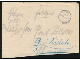 Stempel &nbsp;Moschi &nbsp;18.3.16, nach Räumung Moschis &nbsp;in Same &nbsp;verwendet, auf Feldpostbrief nach Morogoro, hand