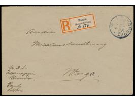 Stempel  Mombo  1.5.16 auf portofreiem Dienstbrief des Feldmagazins Mombo nach Wuga, Einschreibzettel Mombo mit Nr. 179 mögli