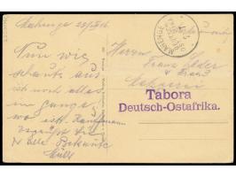 Stempel  Mahenge  23.7.16 (Berliner Jahreszahl nicht abgeschlagen) vorder- und rückseitig auf mit 4 H. bildseitig frankierter