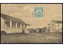 Stempel  Mahenge  23.7.16 (Berliner Jahreszahl nicht abgeschlagen) vorder- und rückseitig auf mit 4 H. bildseitig frankierter