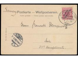 Stempel Deutsche Seepost  Linie Hamburg - Westafrika VIII.  4.3.99,  Dampfer Melita Bohlen,  Dreibild-Ansichtskarte Swakopmun