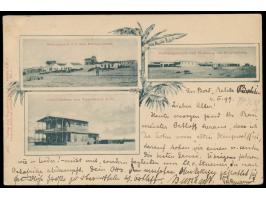 Stempel Deutsche Seepost  Linie Hamburg - Westafrika VIII.  4.3.99,  Dampfer Melita Bohlen,  Dreibild-Ansichtskarte Swakopmun