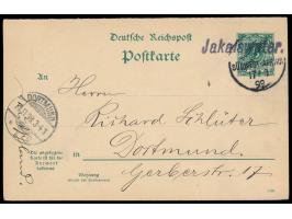 violetter L1  Jakalswater  und Wanderstempel 17.10.99 auf Ganzsachen-Doppelkarte 5 Pf. nach Dortmund, Ankunftstempel 18.11.99
