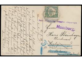 kolorierte Ansichtskarte Moltkestraße in Swakopmund mit Hotel Kaiserhof, Afrika-Bank und Stadtverwaltung,   Frankatur 5 Pf., 