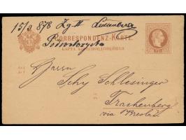 Ganzsache 2 Kr. (Ruth.) braun, geschrieben in Podwoloczyska, handschriftliche  Bahnpost-Aufgabe "15.3. 878 Zg II ... Podwoloc