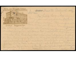 Österreich-Ganzsache 2 Kr. mit Sprachvermerk "ital." (Ausgabe 1876) mit rückseitigem  Bildzudruck "Bregenz - Hôtel zum Weisse