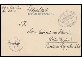 Lot von 8  Feldpostbelegen  mit Stempel Deutsche Seepost  Linie Hamburg Westafrika , verschiedene Nummern: XX (7.9.05), XXII 
