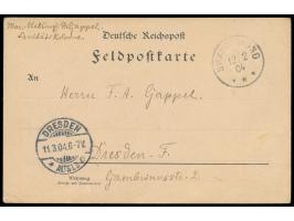Stempel  Swakopmund  12.2.04 auf  Feldpost-Vordruckkarte  nach Dresden, geschrieben bereits am 9.2.1904, bisher früheste beka